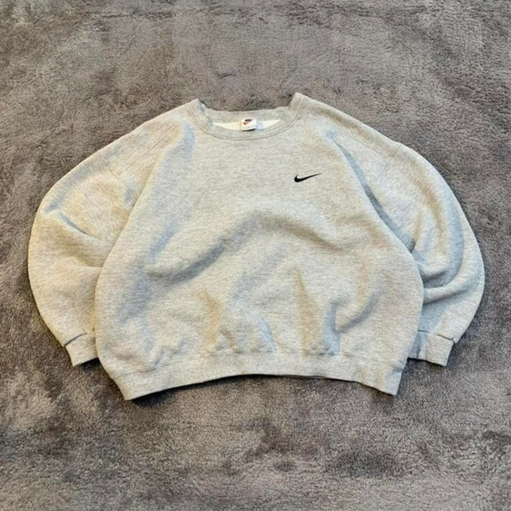 Vintage 90s Nike Grey Boxy Crewneck Sweatshirt Large